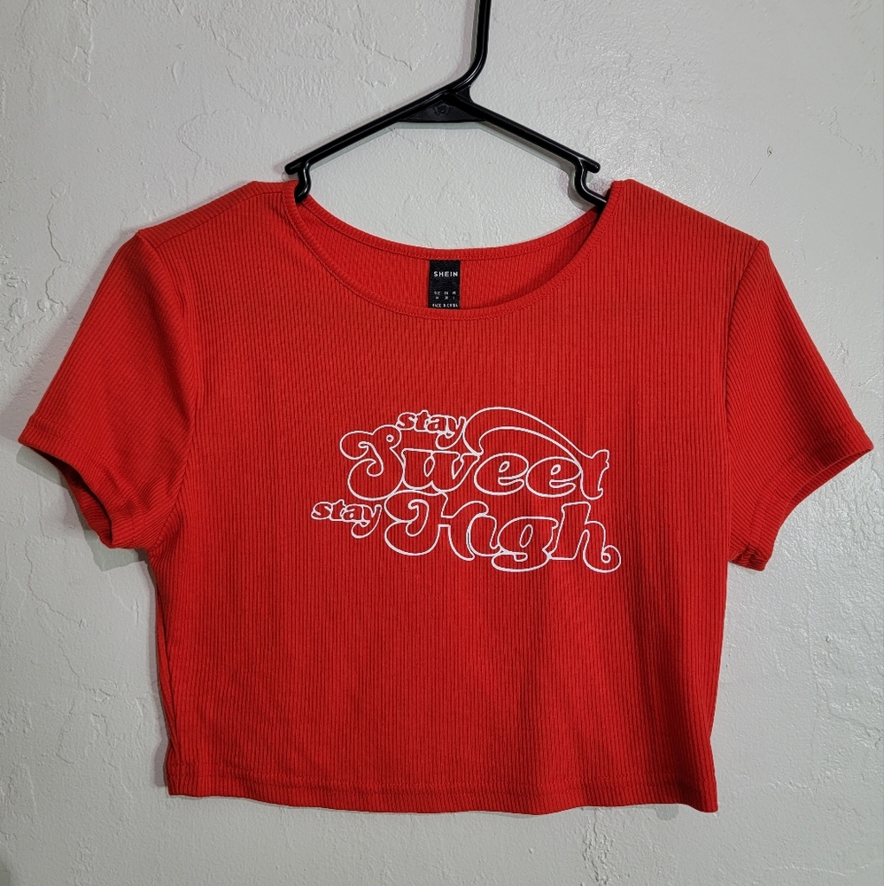 SHEIN Red Stay Sweet Stay High Top